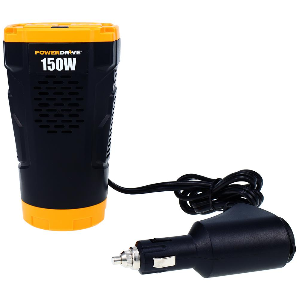 Car Power Inverter 150W Cup Holder 12v DC to 110v AC with 2 Outlets 2 Ports