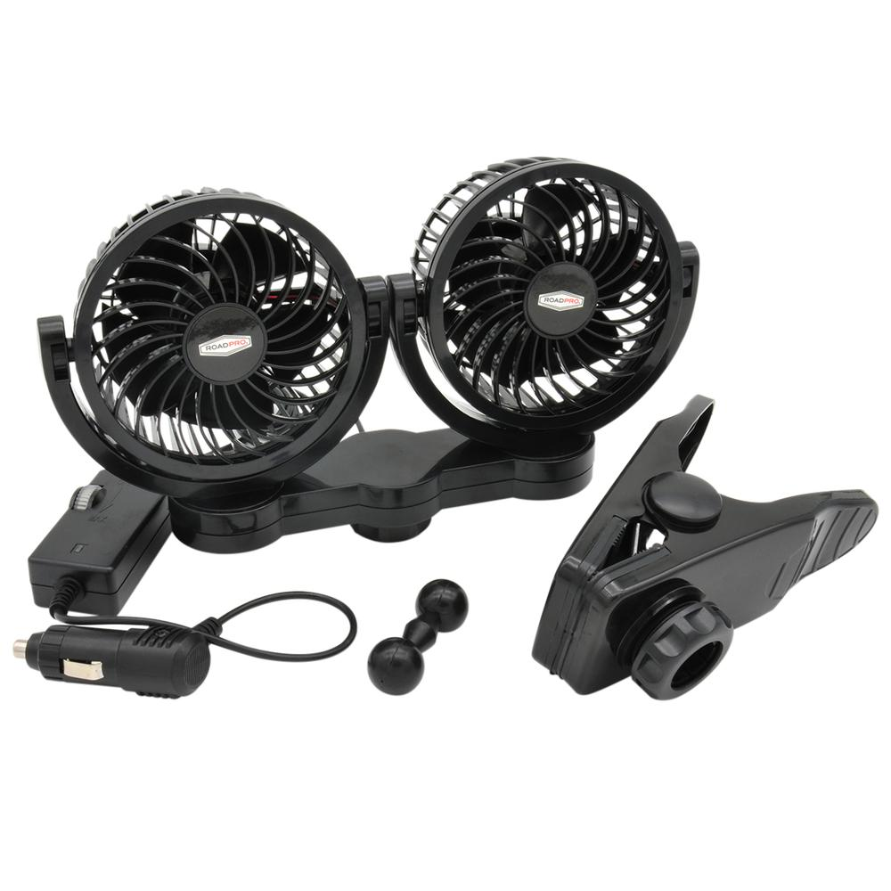 12 Volt Truck Dash Fan Dual Personal Cooling Fan with Mounting Clip RPSC8572