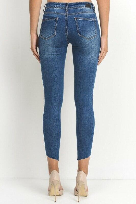 All Cut Out Denim Jeans with diagonal clean cut legs