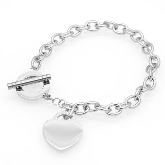 Heart Shaped Lady Charm Bracelet (925 Silver)