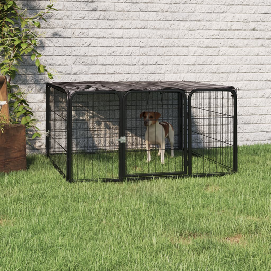 vidaXL Dog Playpen 4 Panels Black 39.4"x19.7" Powder-coated Steel