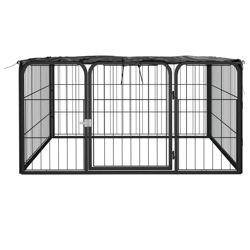 vidaXL Dog Playpen 4 Panels Black 39.4"x19.7" Powder-coated Steel