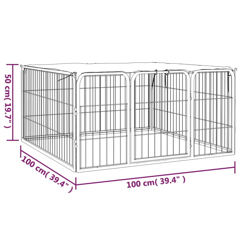 vidaXL Dog Playpen 4 Panels Black 39.4"x19.7" Powder-coated Steel