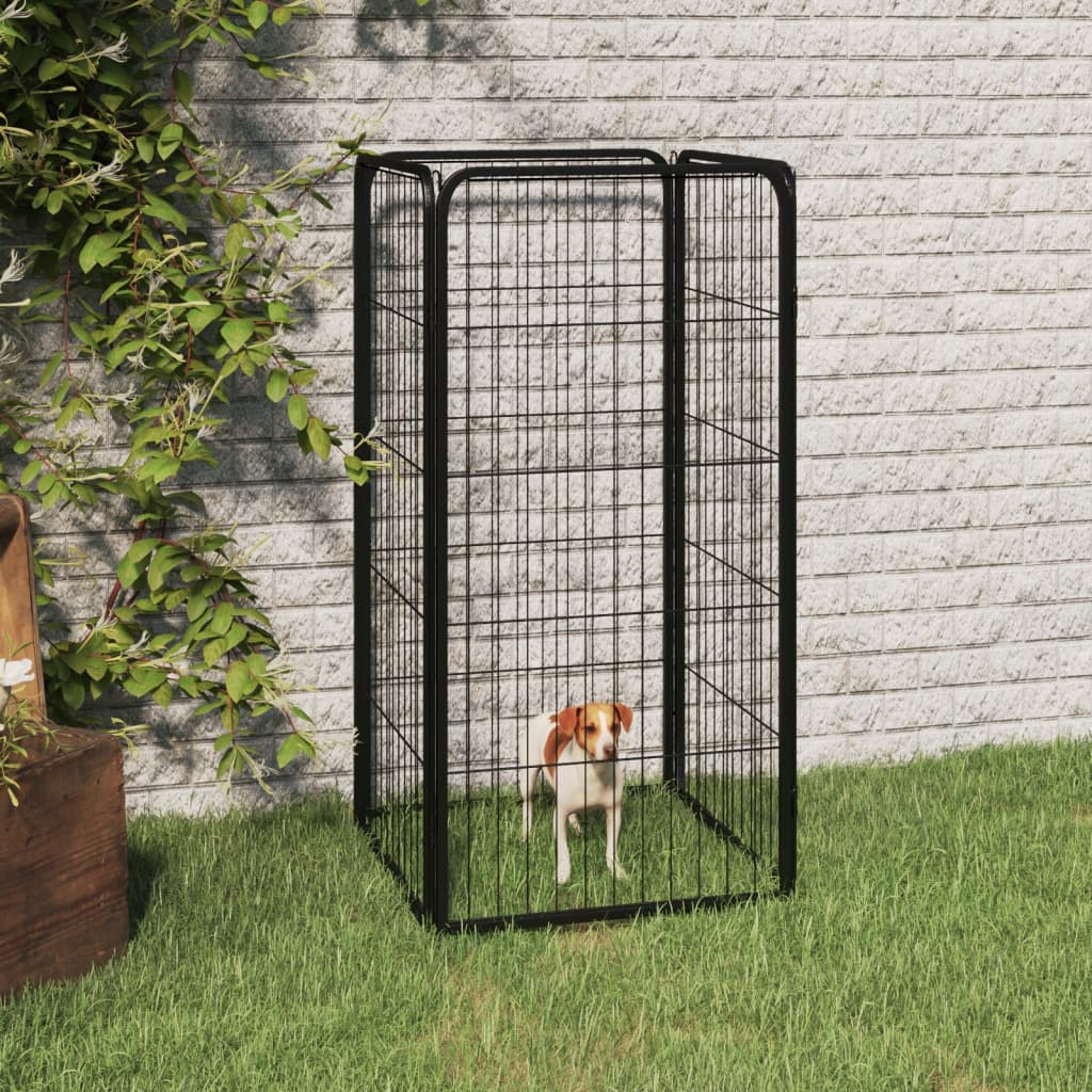 vidaXL Dog Playpen 4 Panels Black 19.7"x39.4" Powder-coated Steel