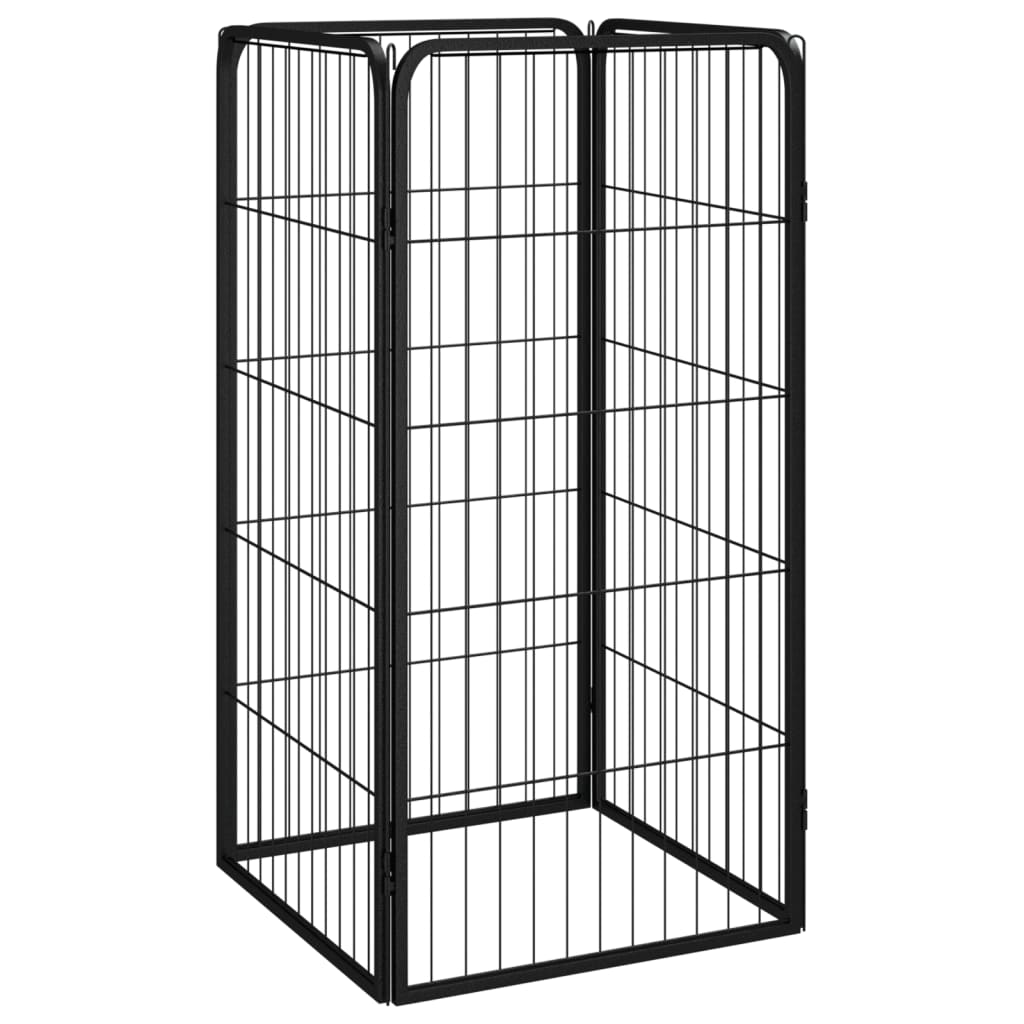 vidaXL Dog Playpen 4 Panels Black 19.7"x39.4" Powder-coated Steel