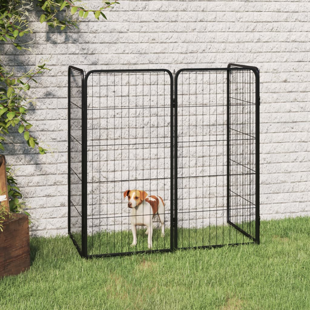 vidaXL Dog Playpen 4 Panels Black 19.7"x39.4" Powder-coated Steel