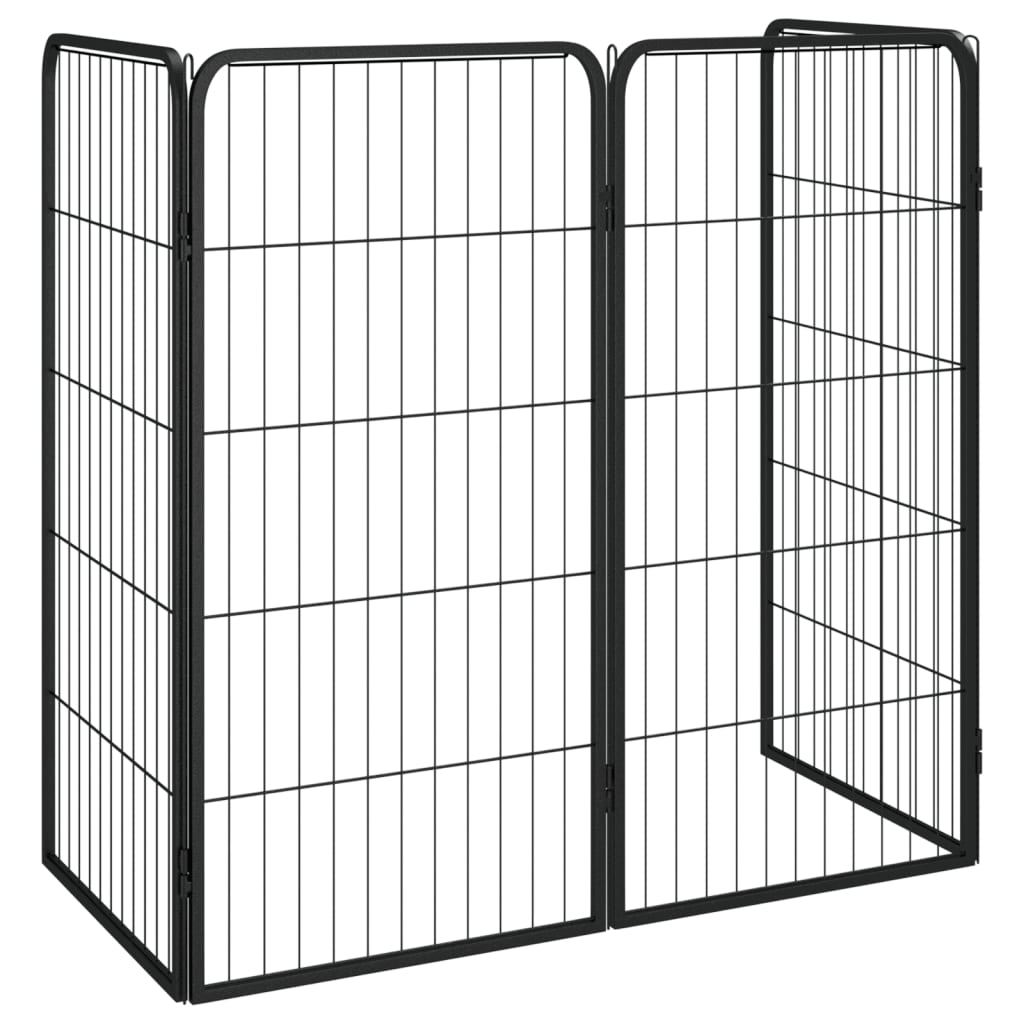 vidaXL Dog Playpen 4 Panels Black 19.7"x39.4" Powder-coated Steel