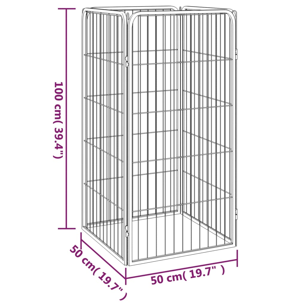 vidaXL Dog Playpen 4 Panels Black 19.7"x39.4" Powder-coated Steel