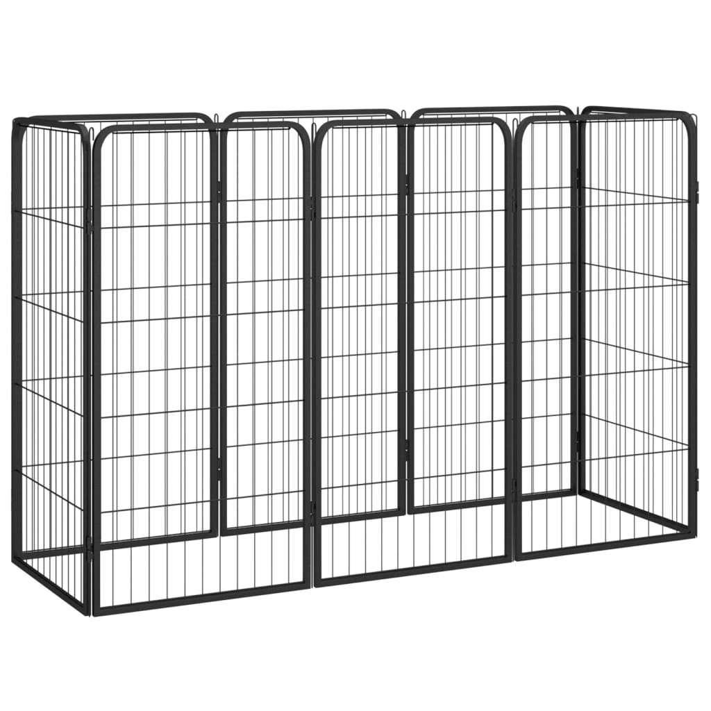 vidaXL 8-Panel Dog Playpen Black 19.7"x39.4" Powder-coated Steel