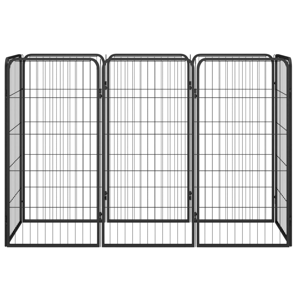 vidaXL 8-Panel Dog Playpen Black 19.7"x39.4" Powder-coated Steel