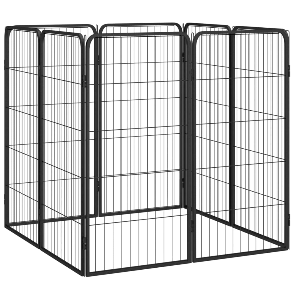 vidaXL 8-Panel Dog Playpen Black 19.7"x39.4" Powder-coated Steel