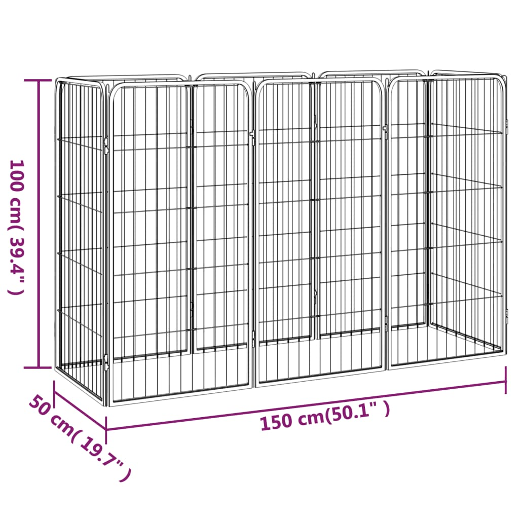 vidaXL 8-Panel Dog Playpen Black 19.7"x39.4" Powder-coated Steel