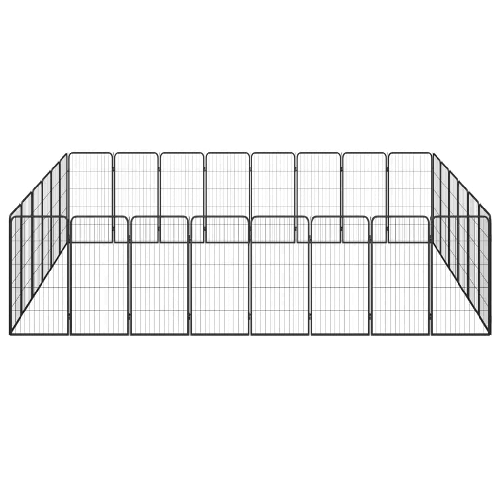 vidaXL 28-Panel Dog Playpen Black 19.7"x39.4" Powder-coated Steel