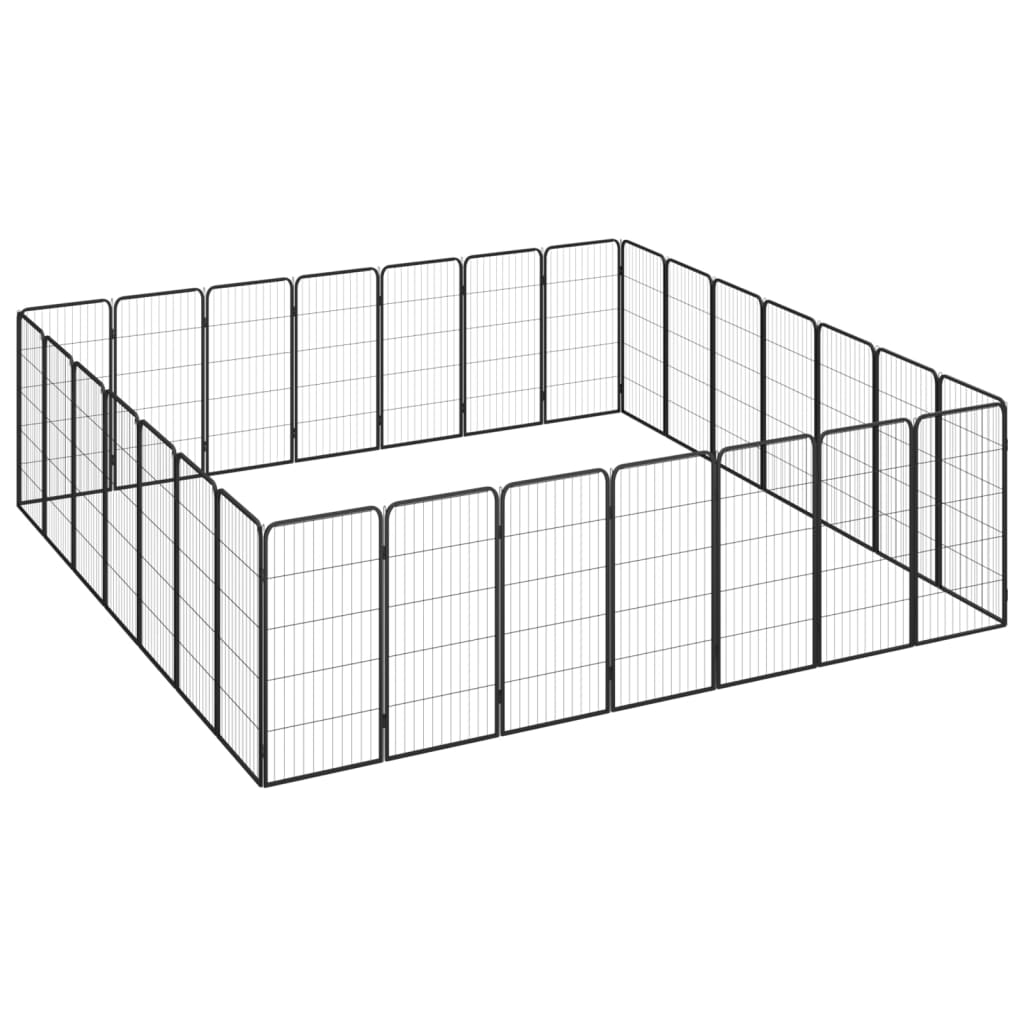 vidaXL 28-Panel Dog Playpen Black 19.7"x39.4" Powder-coated Steel