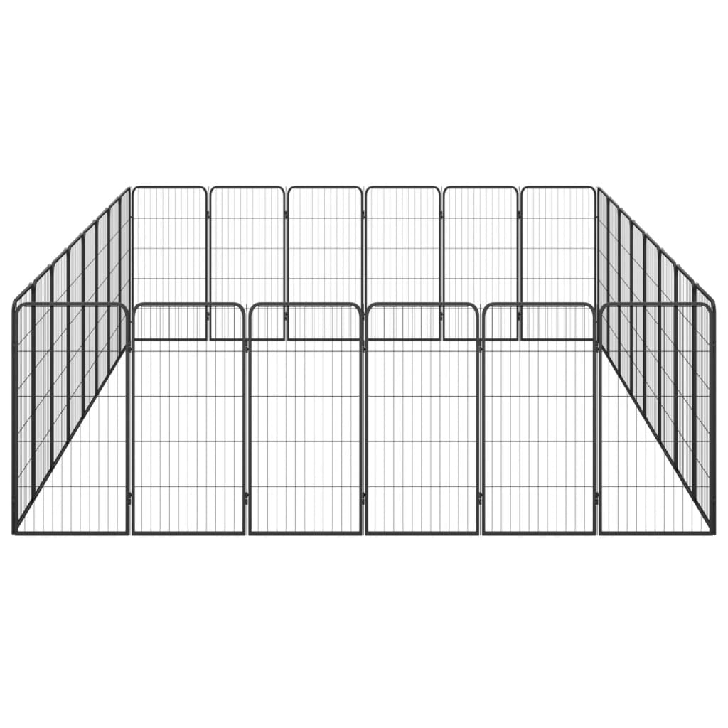 vidaXL 28-Panel Dog Playpen Black 19.7"x39.4" Powder-coated Steel