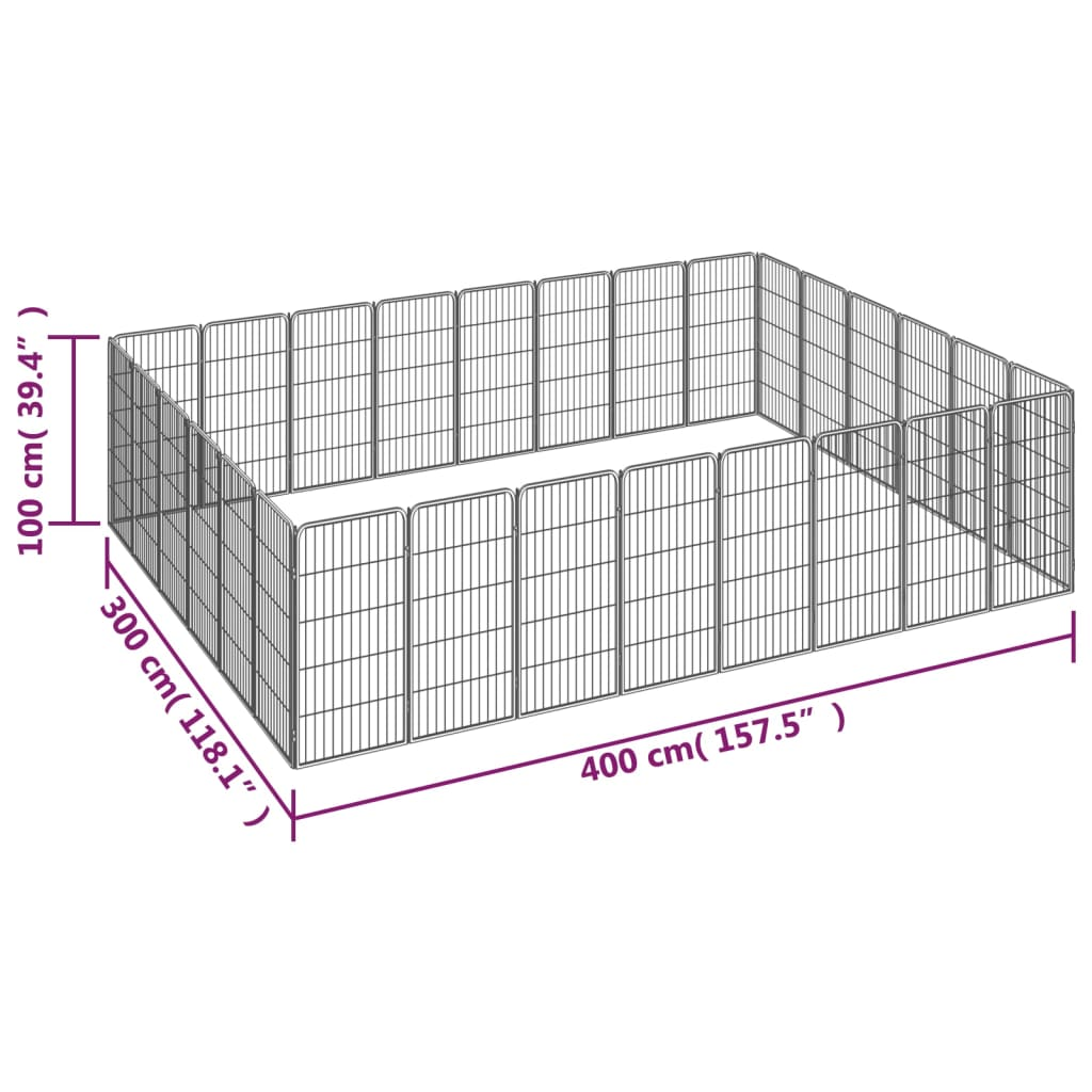 vidaXL 28-Panel Dog Playpen Black 19.7"x39.4" Powder-coated Steel