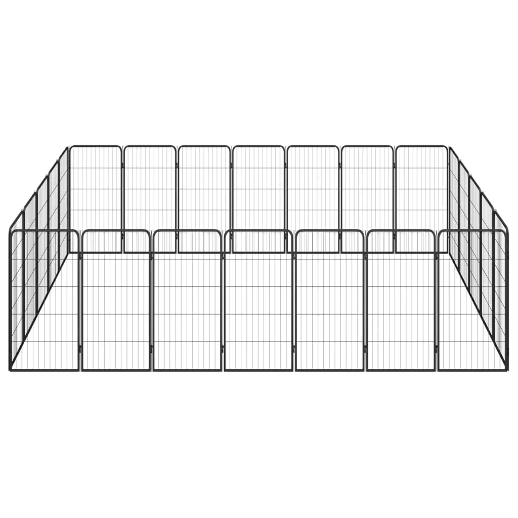 vidaXL 24-Panel Dog Playpen Black 19.7"x39.4" Powder-coated Steel