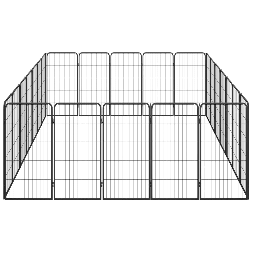 vidaXL 24-Panel Dog Playpen Black 19.7"x39.4" Powder-coated Steel