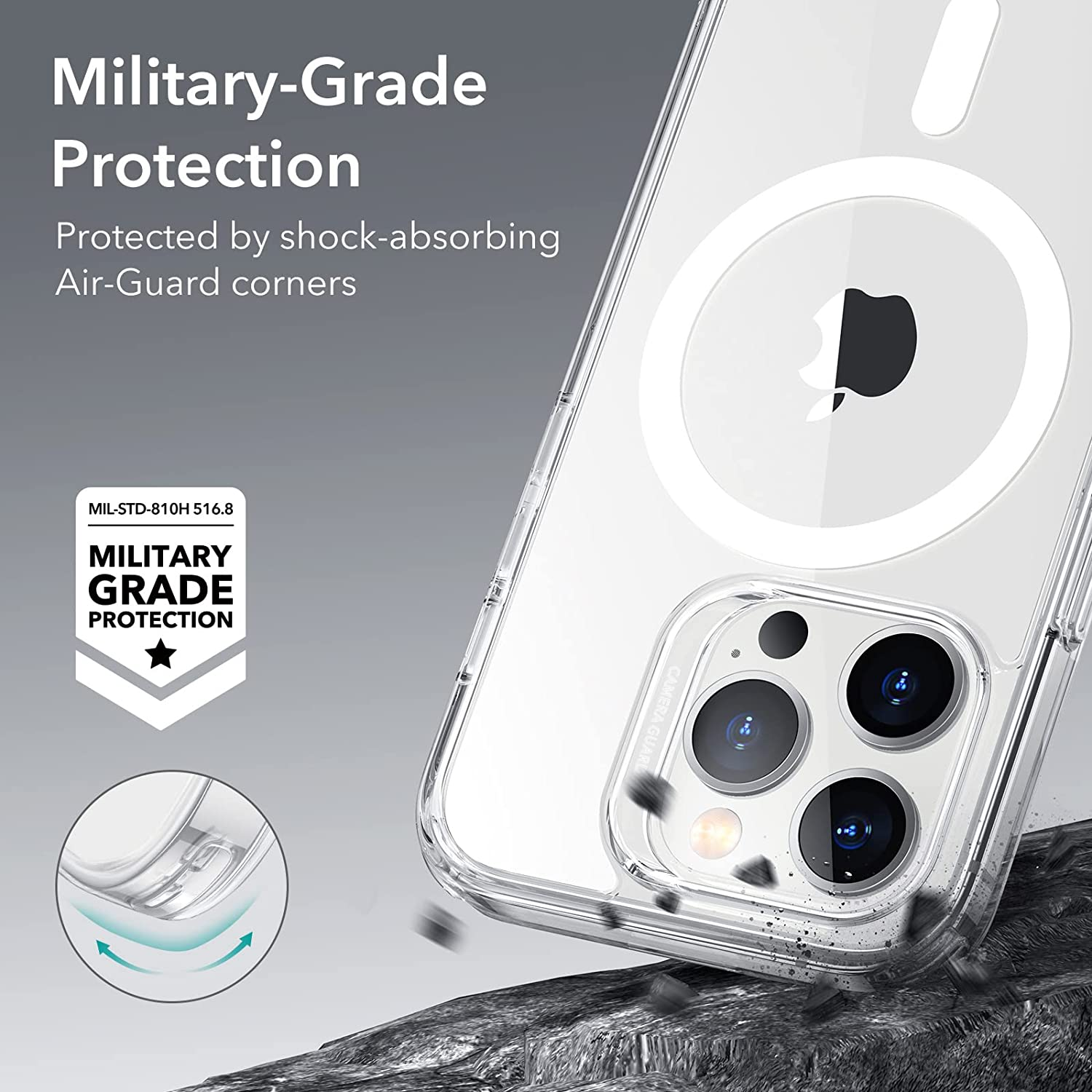 i7 USA Super Magnetic for iPhone 14 Pro Max Case Clear, [Compatible with MagSafe] [Non-Yellowing] Slim Fit Yet Protective Military Grade Shockproof Bumper with Airbag Cover 6.7 inch - Crystal Clear - fashion finesse accessories