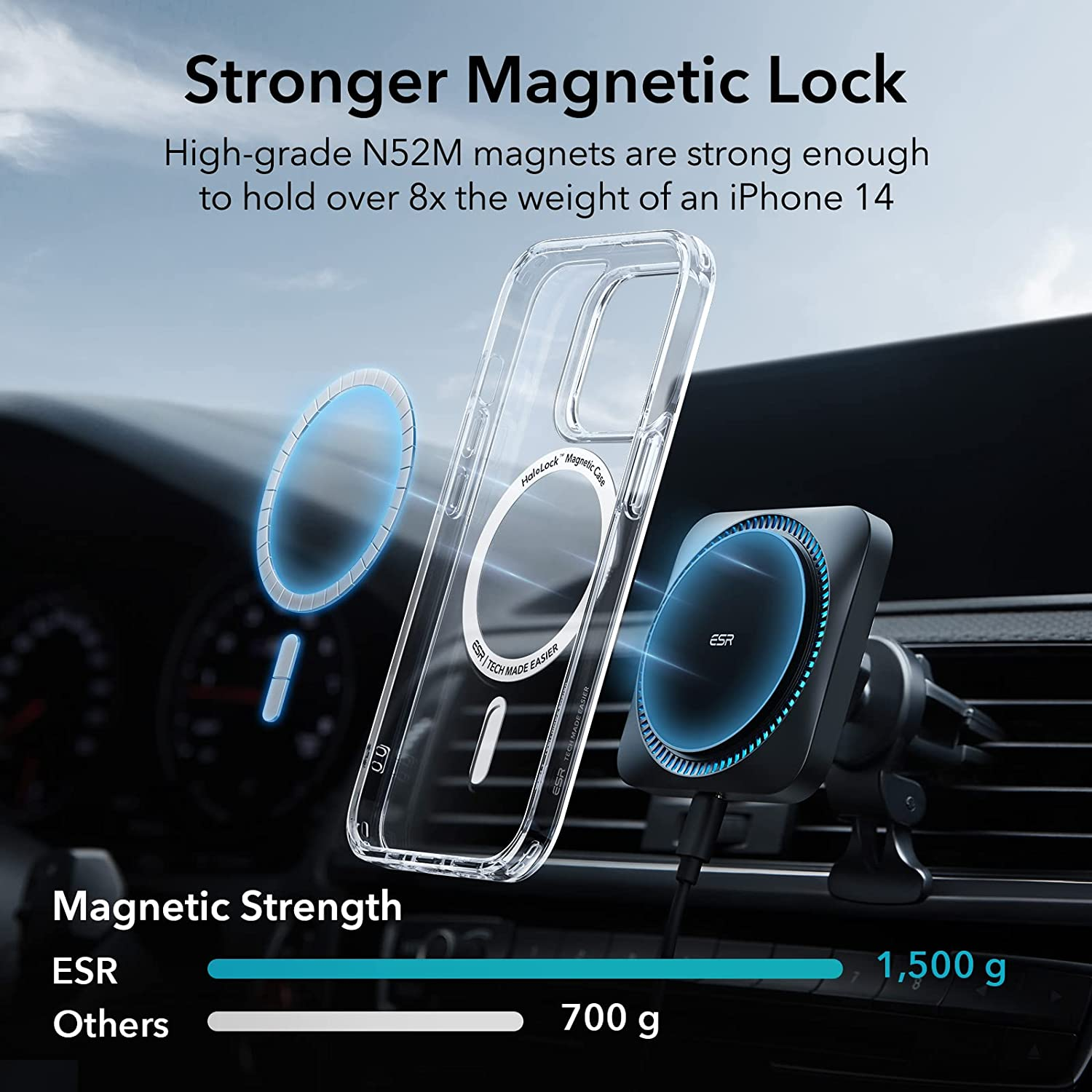 i7 USA Super Magnetic for iPhone 14 Pro Max Case Clear, [Compatible with MagSafe] [Non-Yellowing] Slim Fit Yet Protective Military Grade Shockproof Bumper with Airbag Cover 6.7 inch - Crystal Clear - fashion finesse accessories