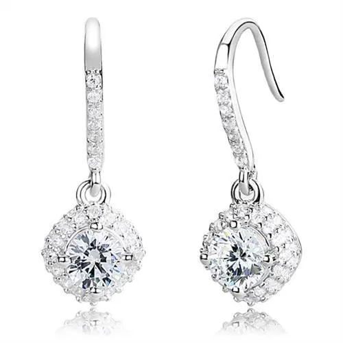 Elegant Rhodium 925 Sterling Silver Earrings with AAA Grade Clear CZ – 5mm Stones