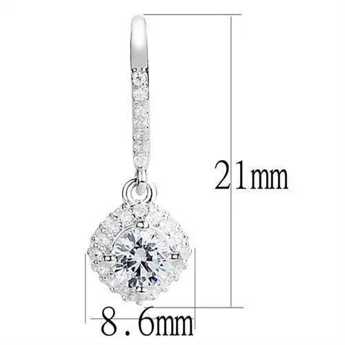 Elegant Rhodium 925 Sterling Silver Earrings with AAA Grade Clear CZ – 5mm Stones