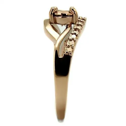 3W1198 - IP Rose Gold(Ion Plating) Brass Ring with AAA Grade CZ  in Metallic Light Gold