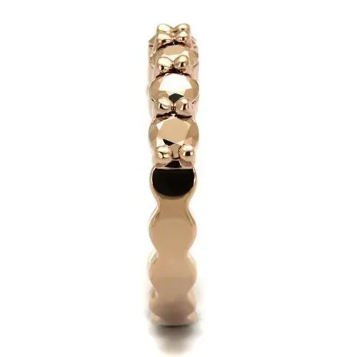 3W1195 - IP Rose Gold (Ion Plating) Brass Ring with AAA Grade CZ  in Metallic Light Gold