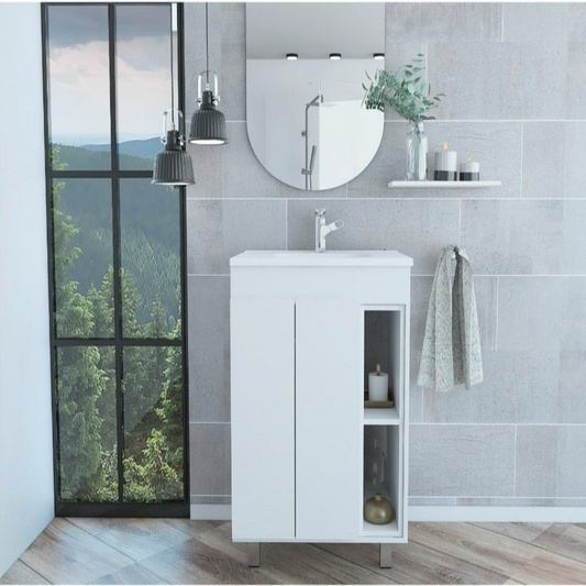 Vanity Akron, Double Door Cabinet, White Finish