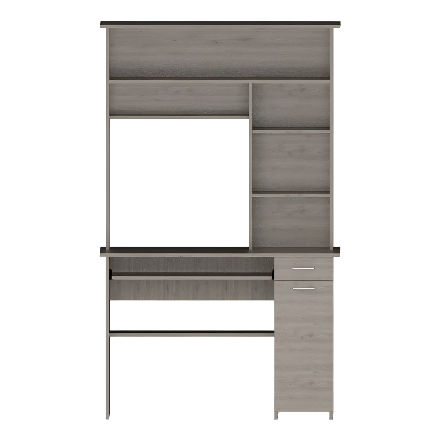 Computer Desk Acequia with Multiple Shelves, Light Gray Finish – Functional and Stylish Workspace Solution