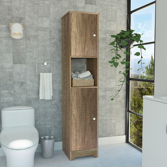 Albany Linen Cabinet - Light Oak Finish, Four Shelves, Elegant Bathroom Storage