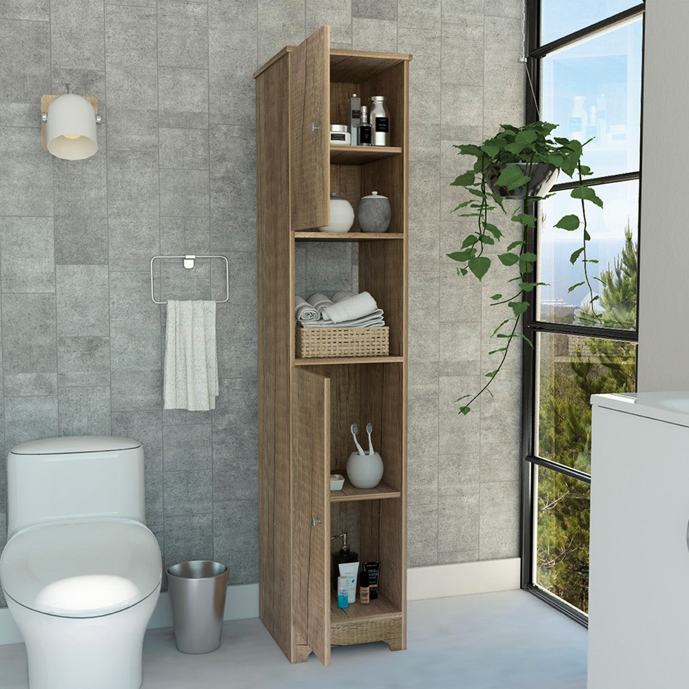 Albany Linen Cabinet - Light Oak Finish, Four Shelves, Elegant Bathroom Storage