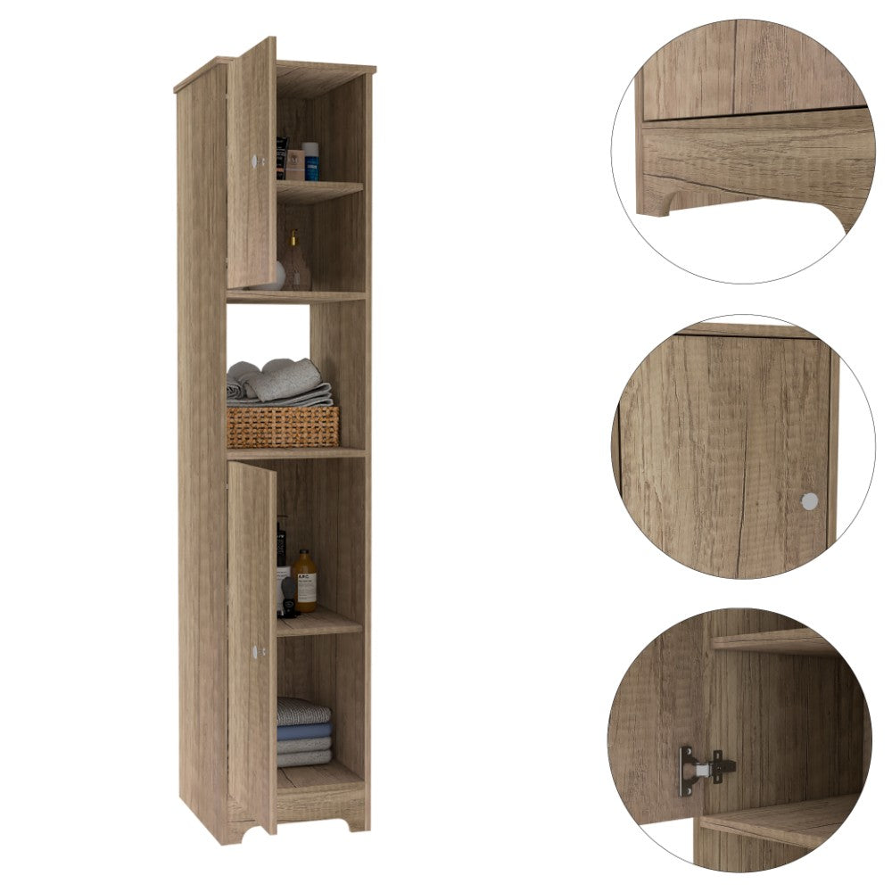 Albany Linen Cabinet - Light Oak Finish, Four Shelves, Elegant Bathroom Storage