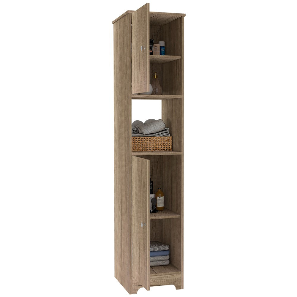 Albany Linen Cabinet - Light Oak Finish, Four Shelves, Elegant Bathroom Storage