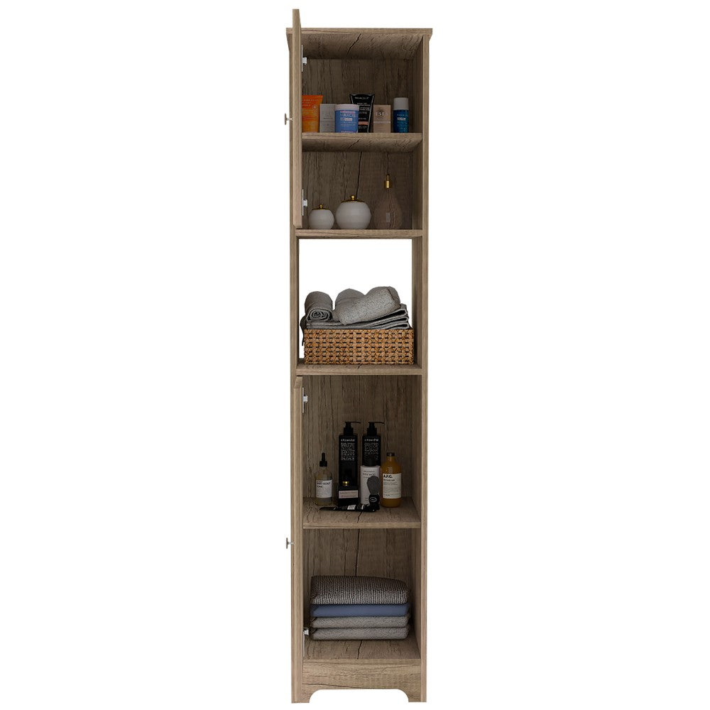 Albany Linen Cabinet - Light Oak Finish, Four Shelves, Elegant Bathroom Storage