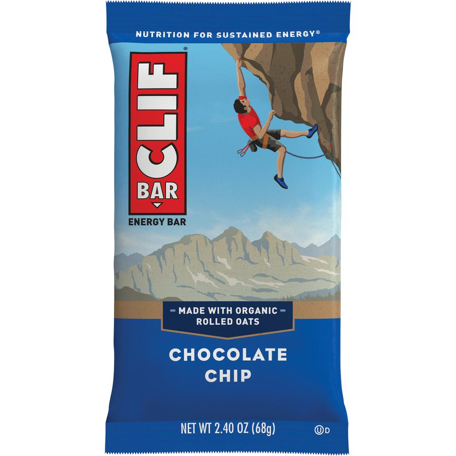 Clif Bar Chocolate Chip Energy Bar - Individually Wrapped - Chocolate Chip - 2.40 oz - 12 / Box