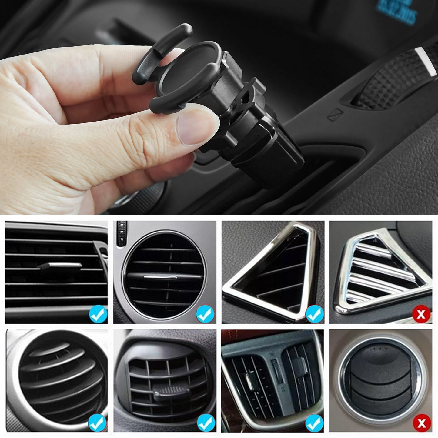 Air Vent Mount Phone Holder with Adjustable Switch Lock for Popsocket