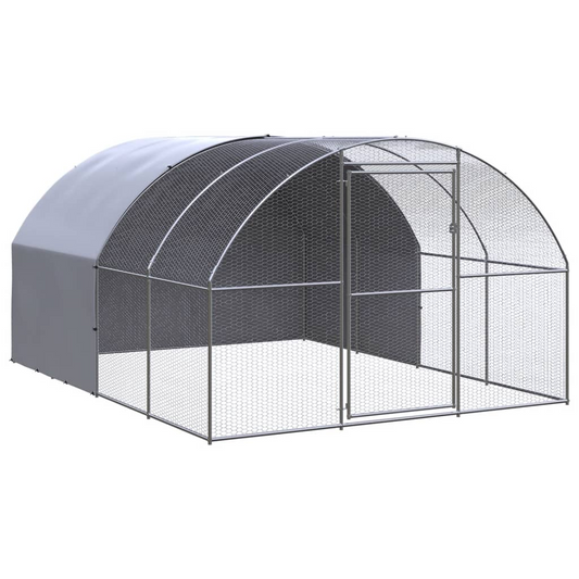 vidaXL Outdoor Chicken Coop 9.8'x13.1'x6.6' Galvanized Steel