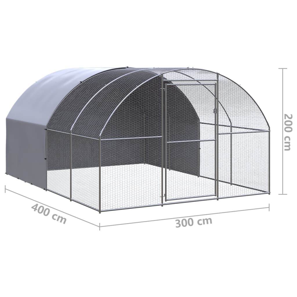 vidaXL Outdoor Chicken Coop 9.8'x13.1'x6.6' Galvanized Steel