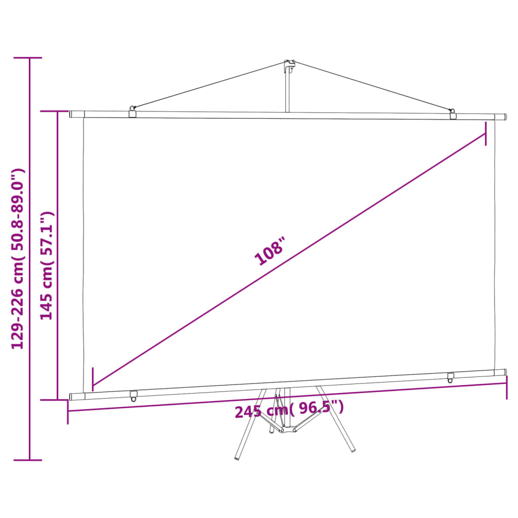 vidaXL Projection Screen with Tripod 108" 16:9