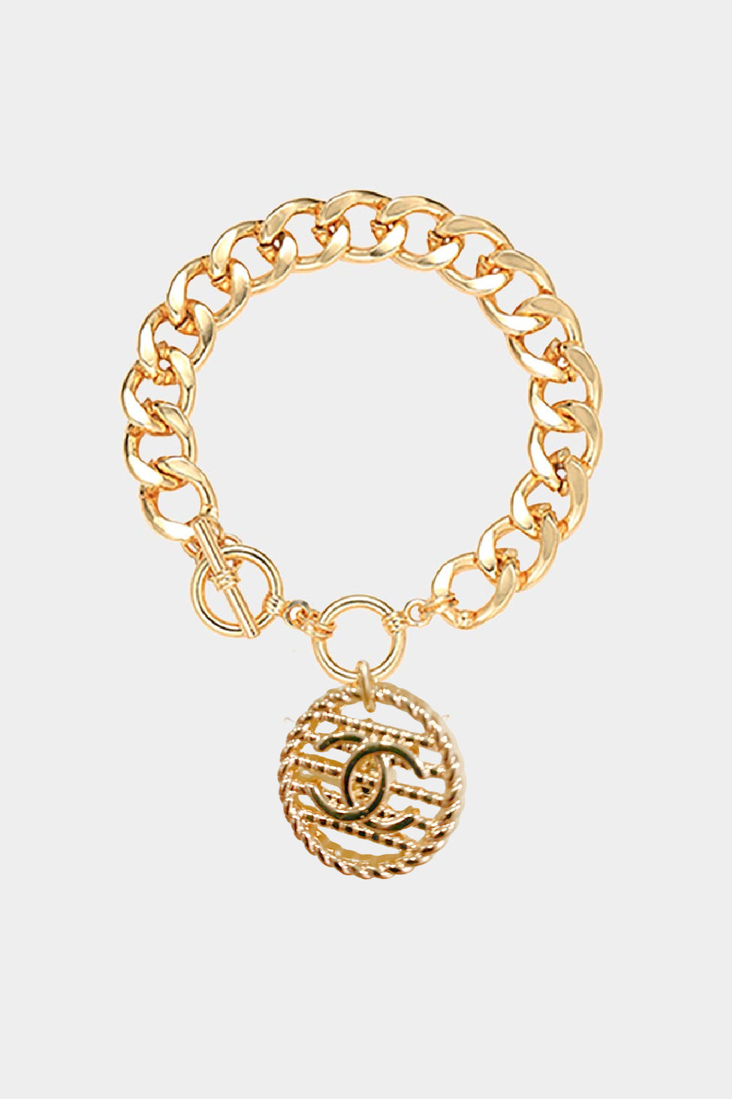 Cuban Link Button Toggle Charm Bracelet