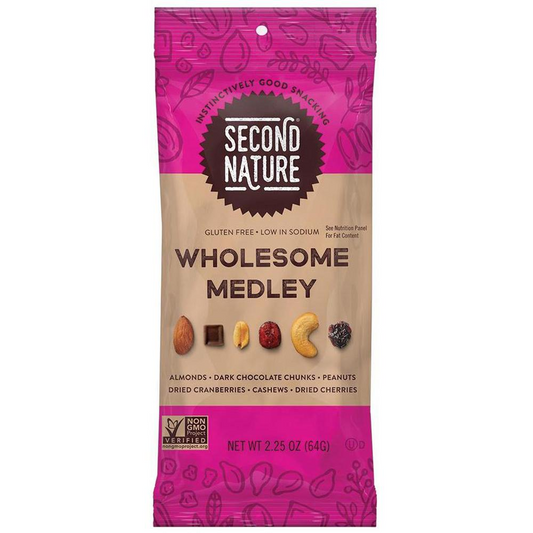 Second Nature Wholesome Medley Trail Mix - Low Sodium, Gluten-free, No Artificial Color, Preservative-free, No Artificial Flavor, Trans Fat Free - Almond, Cashew, Peanut, Cherry, Dried Cranberries, Da