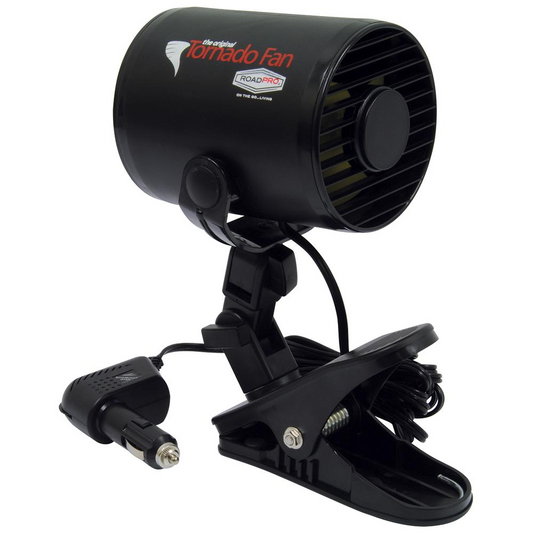 RoadPro RPSC-857 12-Volt Tornado Truck Fan with Mounting Clip | Small 12v Cooling Fan