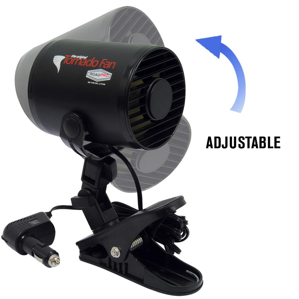 RoadPro RPSC-857 12-Volt Tornado Truck Fan with Mounting Clip | Small 12v Cooling Fan