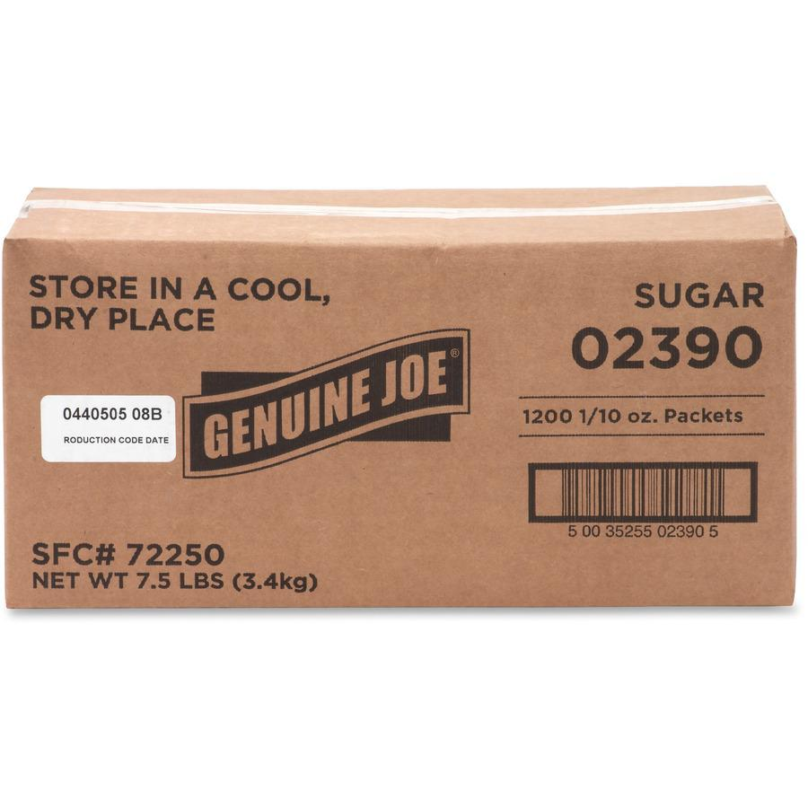 Genuine Joe Sugar Packets - Packet - 0.099 oz (2.8 g) - 1200/Box