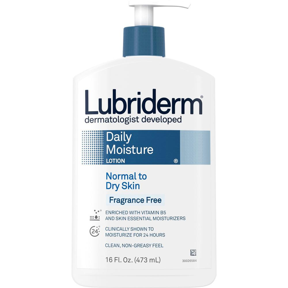 Lubriderm Daily Moisture Lotion - Lotion - 16 fl oz - For Dry, Normal Skin - Applicable on Body - Moisturising, Non-greasy, Fragrance-free, Absorbs Quickly - 12 / Carton