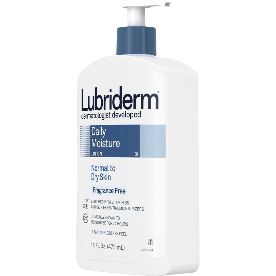 Lubriderm Daily Moisture Lotion - Lotion - 16 fl oz - For Dry, Normal Skin - Applicable on Body - Moisturising, Non-greasy, Fragrance-free, Absorbs Quickly - 12 / Carton