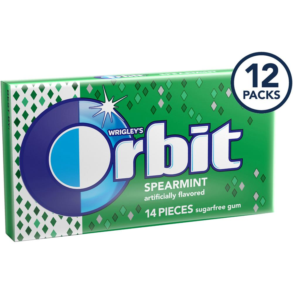 Orbit Spearmint Sugar-free Gum - 12 packs - Spearmint - Individually Wrapped - 12 / Box