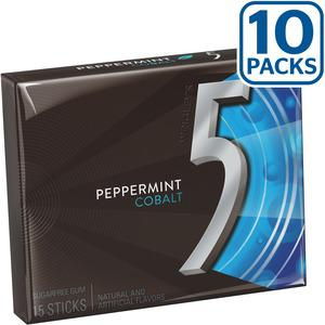 5 Gum Cobalt 5 Peppermint Sugar-free Gum - Peppermint - Individually Wrapped - 10 / Box