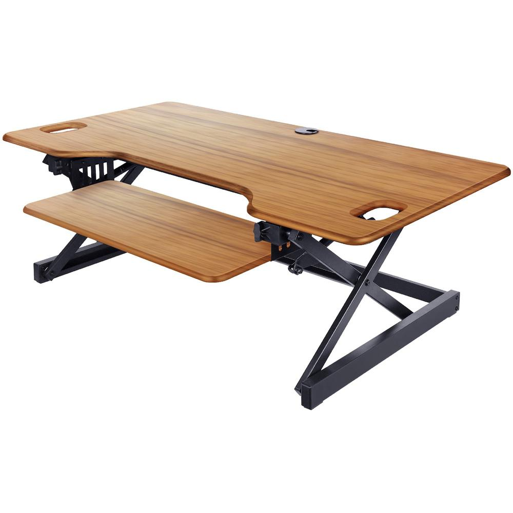 Rocelco DADRT-46 Sit Stand Desk Riser - Desktop - Teak